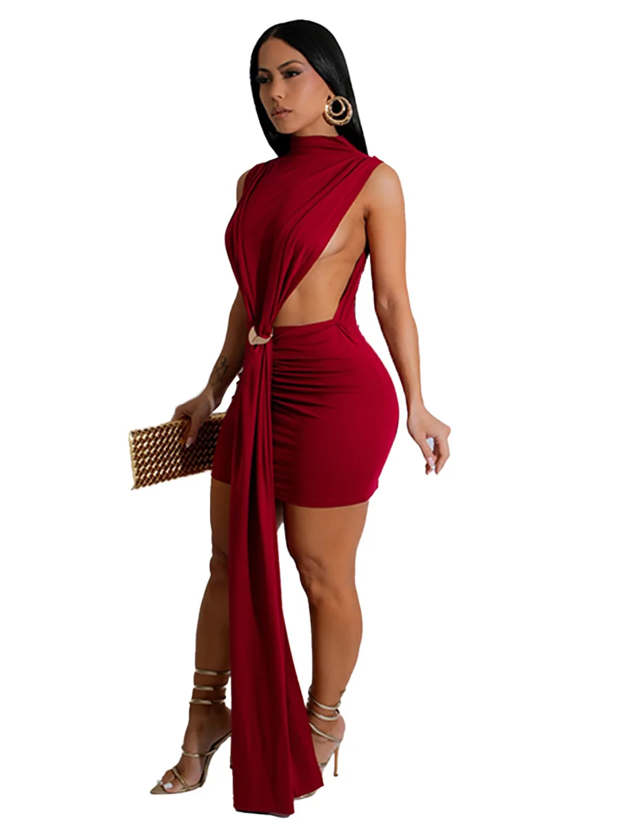 CM.YAYA Women O-neck Ruched Stacked Bodycon Midi Mini Dress 2025 Summer Birthday Evening Party Club Vestidos Sexy Chic Dresses