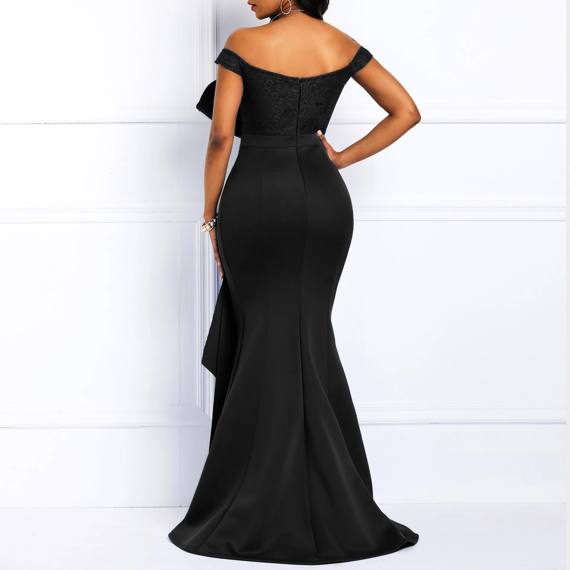 2021 Winter Women Slash Neck Short Sleeve Pearl Dress Sexy Office Lady Africa Evening Night Club Party Long Maxi Dresses GL05143 2021 Winter Women Slash Neck Short Sleeve Pearl Dress Sexy Office Lady Africa Evening Night Club Party Long Maxi Dresses GL05143