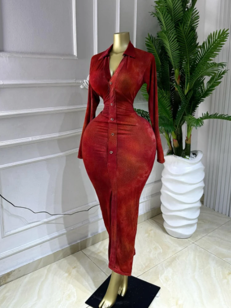 GLCMYAYA Women Printed Ruched Long Sleeve Bodycon Long Maxi Dress 2026 Spring Birthday Holiday Party Trendy Dresses Vestidos