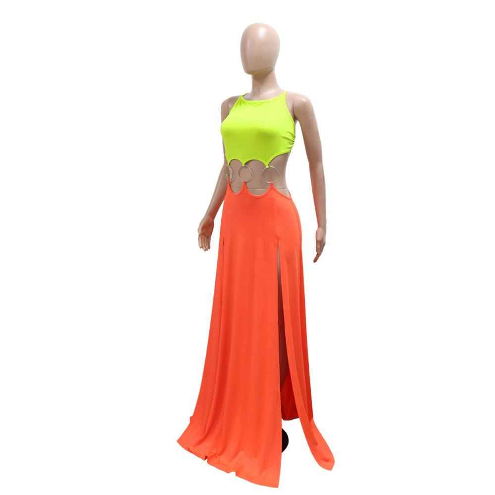 CM.YAYA Women Strap Backless Big Swing Split Maxi Long Dress 2025 Hollow Out Birthday Sexy Club Party Evening Dresses Vestidos CM.YAYA Women Strap Backless Big Swing Split Maxi Long Dress 2025 Hollow Out Birthday Sexy Club Party Evening Dresses Vestidos