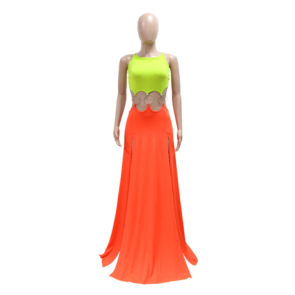 CM.YAYA Women Strap Backless Big Swing Split Maxi Long Dress 2025 Hollow Out Birthday Sexy Club Party Evening Dresses Vestidos CM.YAYA Women Strap Backless Big Swing Split Maxi Long Dress 2025 Hollow Out Birthday Sexy Club Party Evening Dresses Vestidos