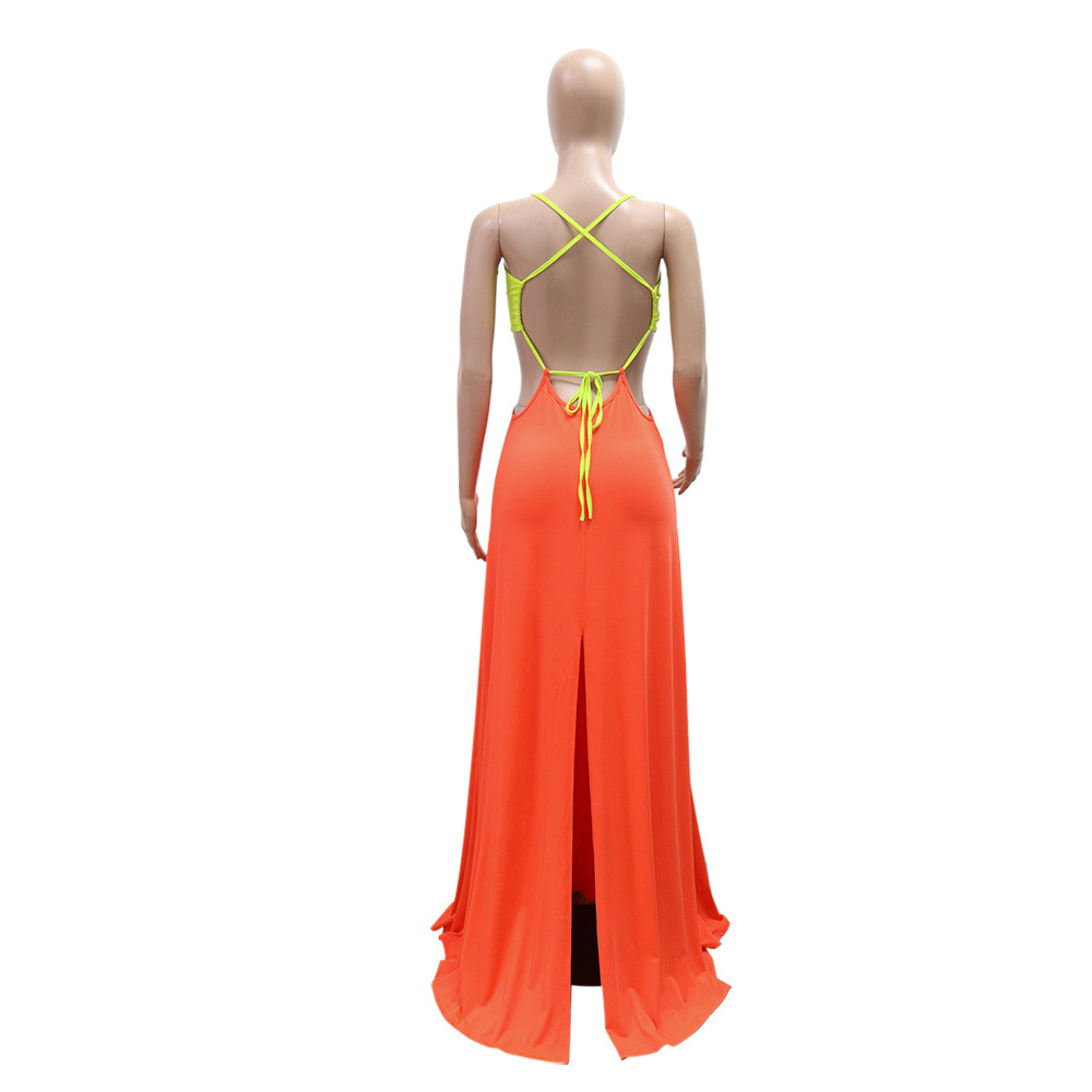 CM.YAYA Women Strap Backless Big Swing Split Maxi Long Dress 2025 Hollow Out Birthday Sexy Club Party Evening Dresses Vestidos CM.YAYA Women Strap Backless Big Swing Split Maxi Long Dress 2025 Hollow Out Birthday Sexy Club Party Evening Dresses Vestidos