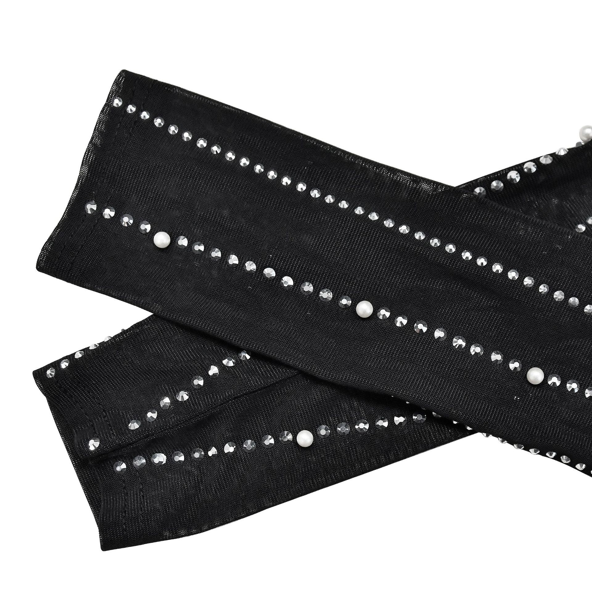 CM.YAYA Women Mesh See Though Diamonds Pearl Deep V-neck Long Sleeve Feather High Split Sexy Party Bodycon Midi Dresses Vestidos