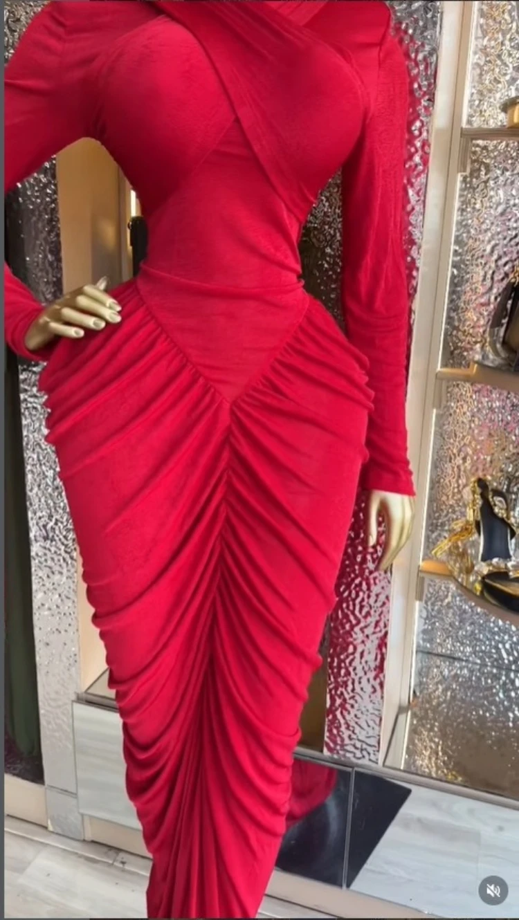 CM.YAYA Women High Neck Cutout Back Stacked Ruched Bodycon Midi Maxi Dress 2026 Street Sexy Party Education Long Dresses Vestido CM.YAYA Women High Neck Cutout Back Stacked Ruched Bodycon Midi Maxi Dress 2026 Street Sexy Party Education Long Dresses Vestido