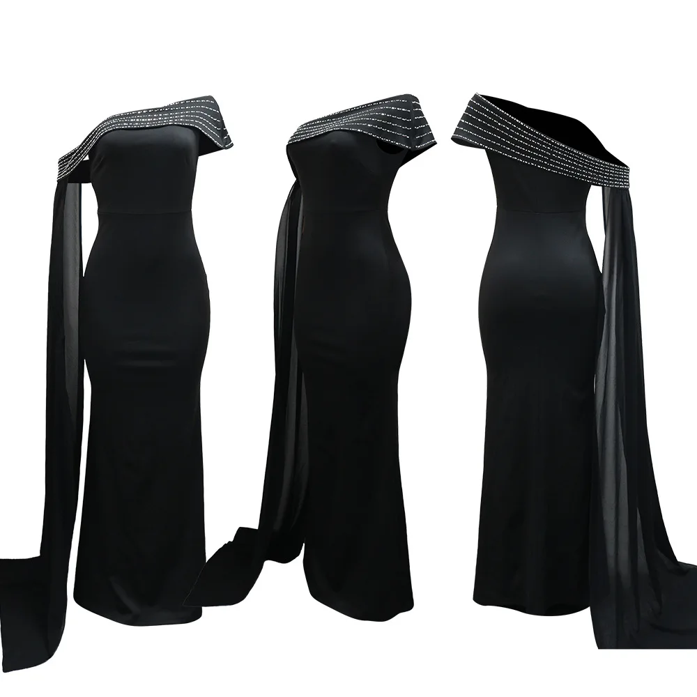 GLCMYAYA Street Women Diamonds Hot Rhinestones Skew Collar Bodycon Maxi Long Dress Fall Vacation Evening Party Dresses Vestidos GLCMYAYA Street Women Diamonds Hot Rhinestones Skew Collar Bodycon Maxi Long Dress Fall Vacation Evening Party Dresses Vestidos