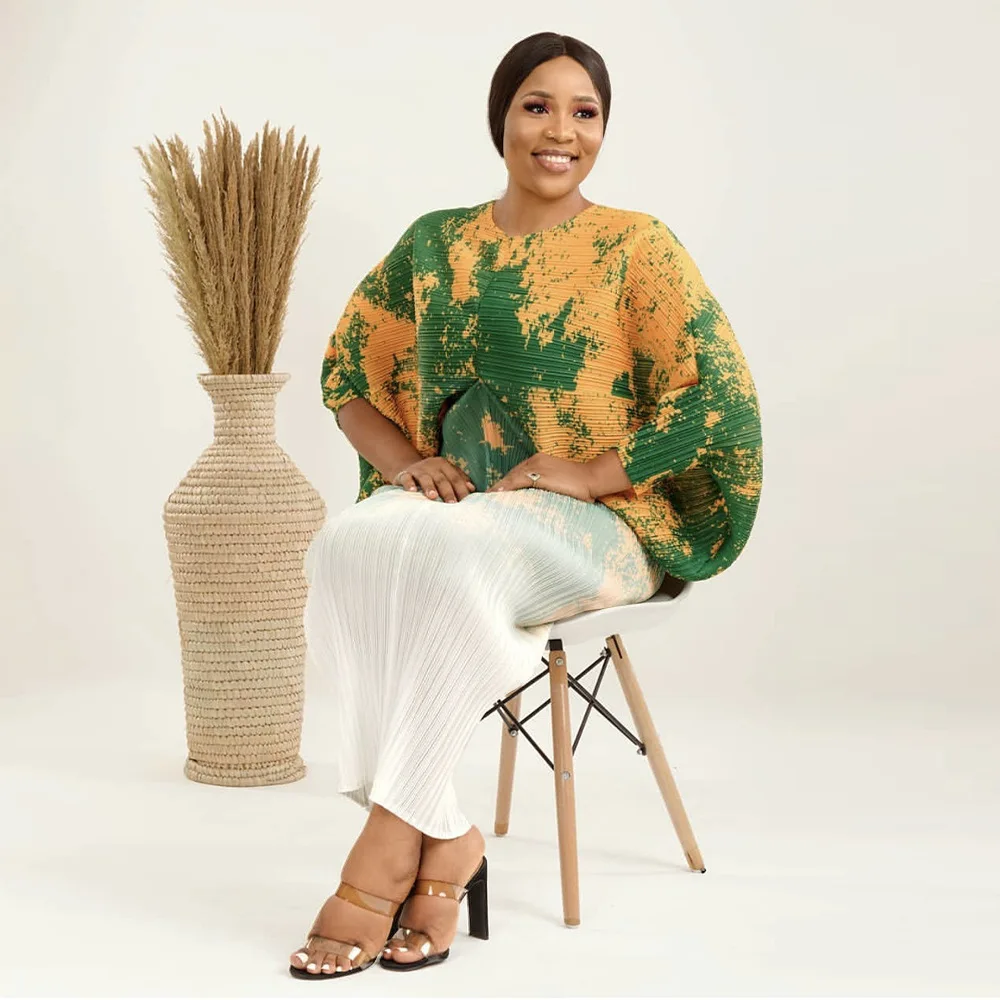 CM.YAYA Elegant Women Pleated Patchwork Double Wear Batwing Long Sleeve V-neck Bodycon Midi Maxi Long Dresses Vestidos