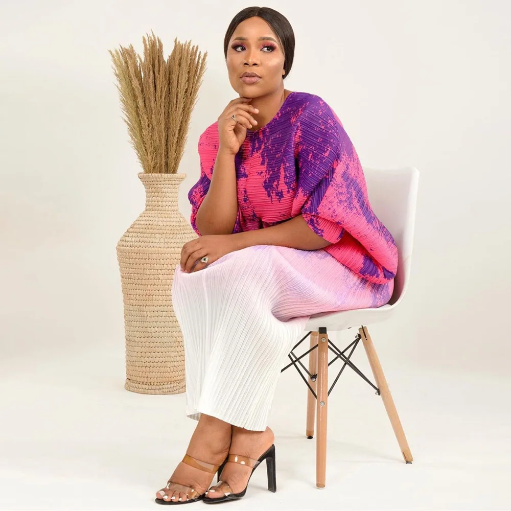 CM.YAYA Elegant Women Pleated Patchwork Double Wear Batwing Long Sleeve V-neck Bodycon Midi Maxi Long Dresses Vestidos