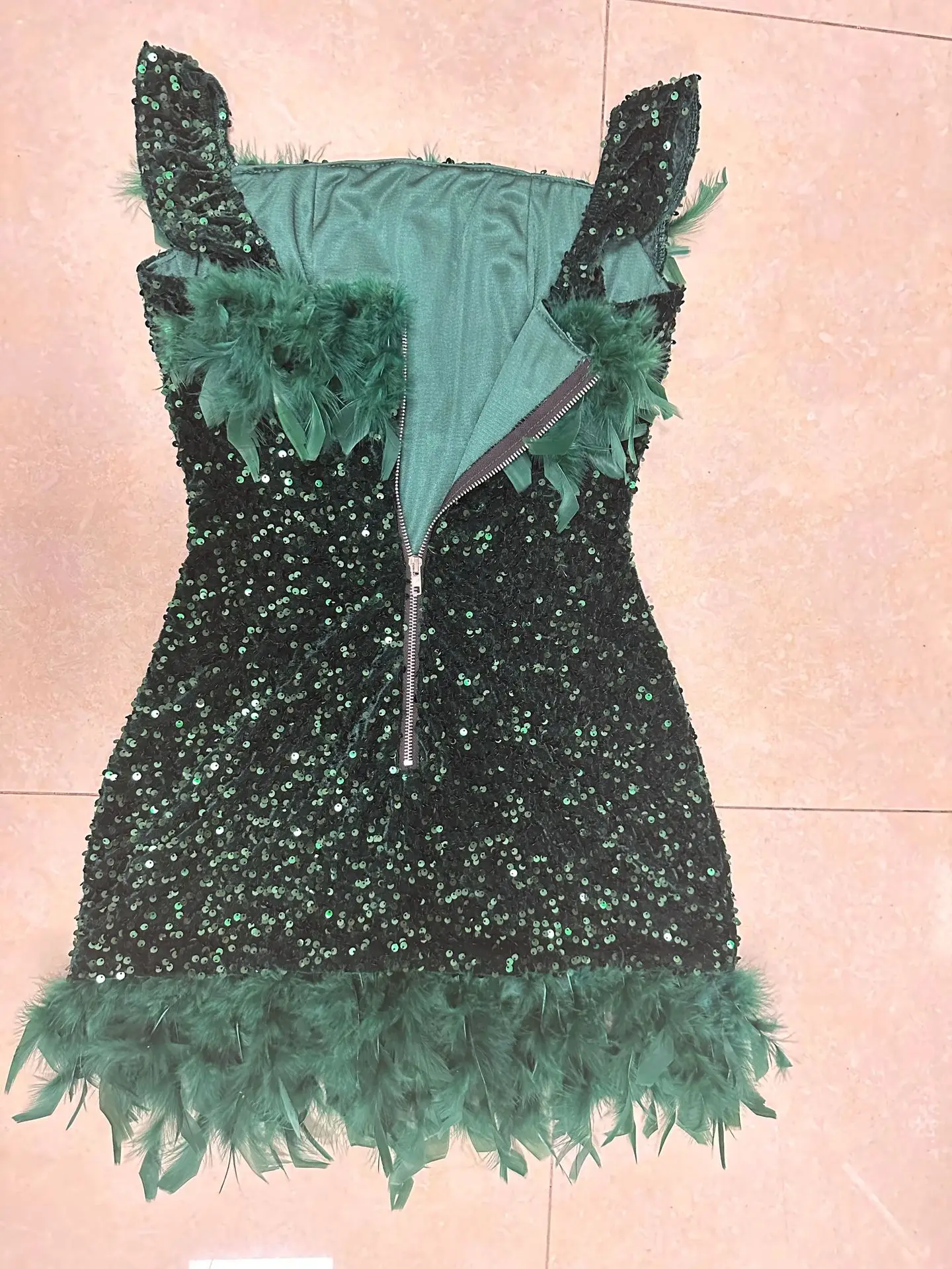 CM.YAYA Women Feather Splicing Off Shoulder Sequined Bodycon Midi Dress 2023 Vestidos Sexy Party Evening Vestidos Dresses