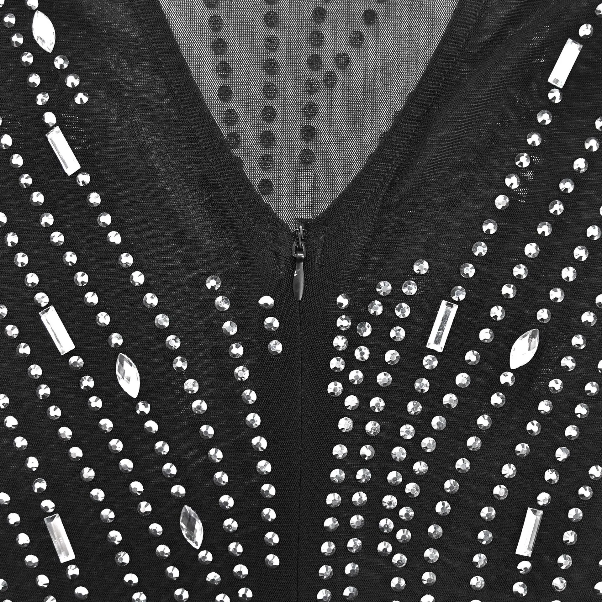 CM.YAYA 2024 Women Long Sleeve Mesh See Through Diamonds Hot Rhinestones Bodycon Dress Woman Maxi Long Evening Birthday Dresses