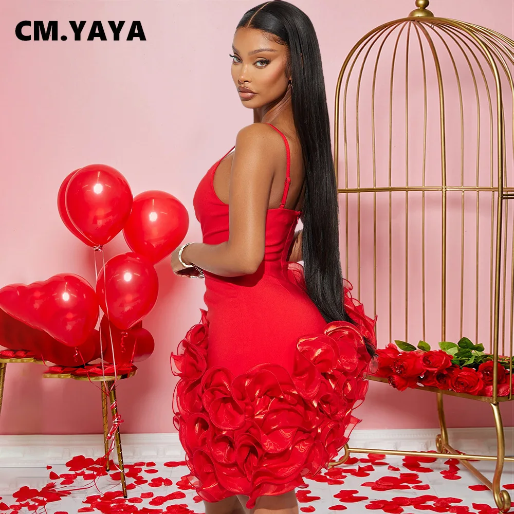 CM.YAYA Women V-neck Strap Mult Ruffles Sleeveless Bodycon Mini Dress Sexy Evening Night Party Club irregular Vestidos Dresses CM.YAYA Women V-neck Strap Mult Ruffles Sleeveless Bodycon Mini Dress Sexy Evening Night Party Club irregular Vestidos Dresses