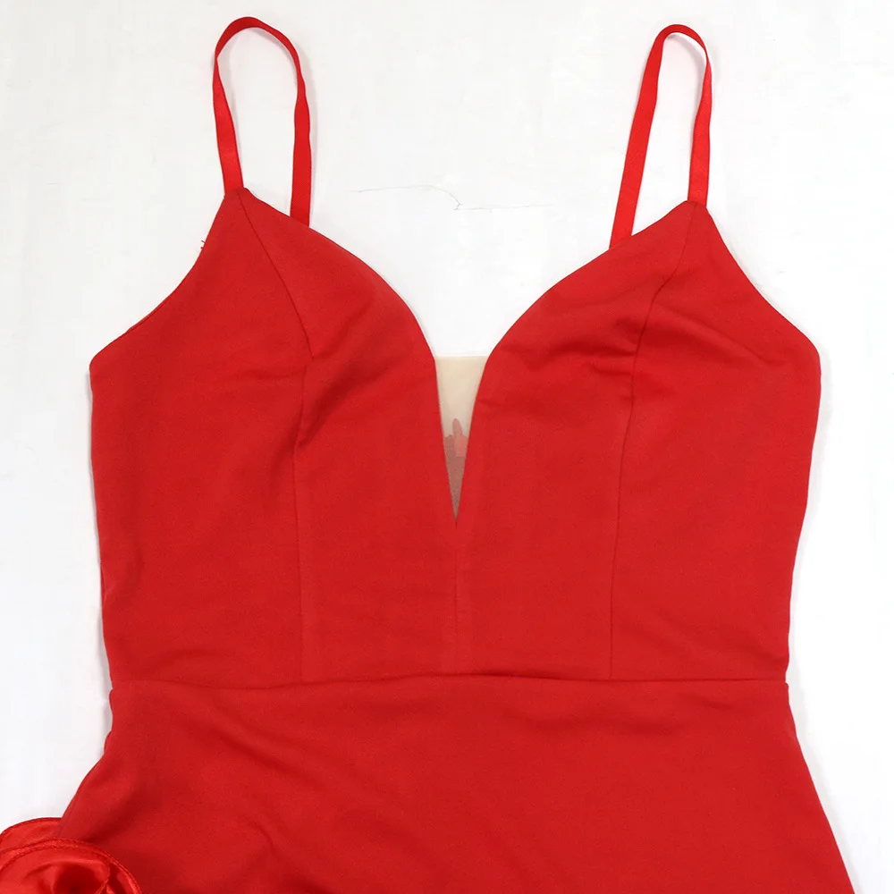 CM.YAYA Women V-neck Strap Mult Ruffles Sleeveless Bodycon Mini Dress Sexy Evening Night Party Club irregular Vestidos Dresses