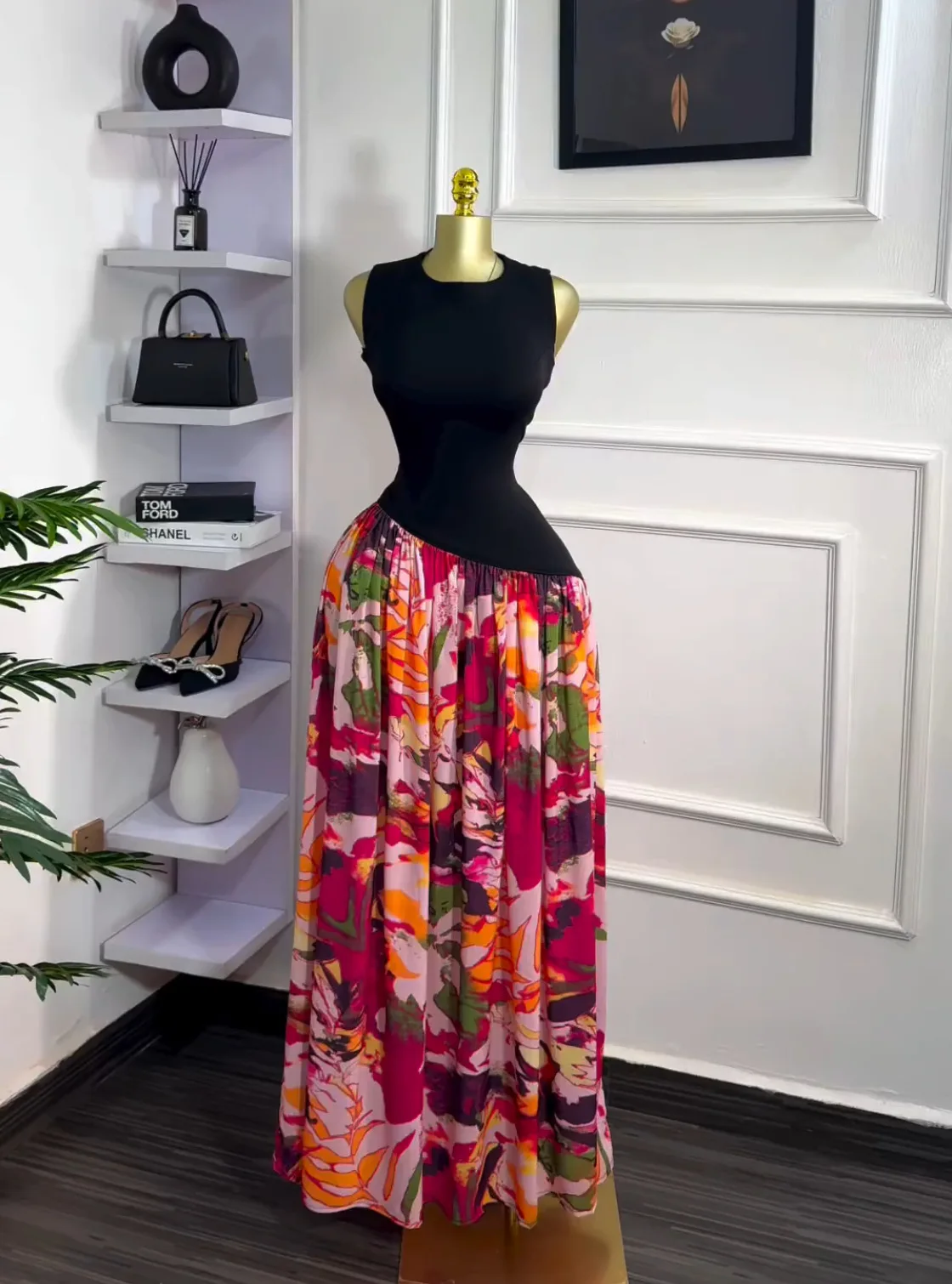 CM.YAYA Women Sleeveless with Sashes Printed Patchwork Tank Long Maxi Dress 2025 Birthday Evening Sexy Party Dresses Vestidos CM.YAYA Women Sleeveless with Sashes Printed Patchwork Tank Long Maxi Dress 2025 Birthday Evening Sexy Party Dresses Vestidos