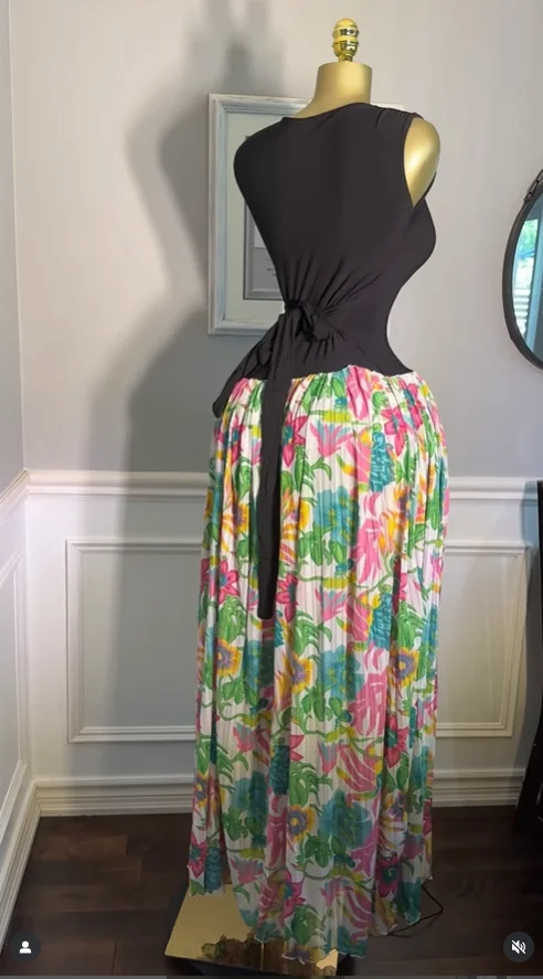 CM.YAYA Women Sleeveless with Sashes Printed Patchwork Tank Long Maxi Dress 2025 Birthday Evening Sexy Party Dresses Vestidos CM.YAYA Women Sleeveless with Sashes Printed Patchwork Tank Long Maxi Dress 2025 Birthday Evening Sexy Party Dresses Vestidos