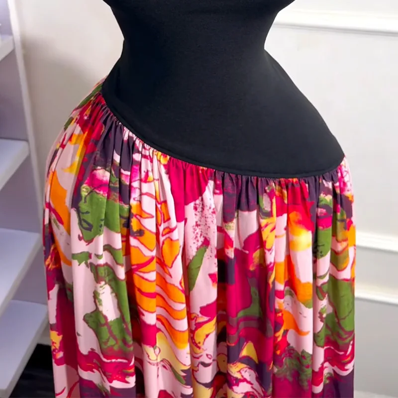 CM.YAYA Women Sleeveless with Sashes Printed Patchwork Tank Long Maxi Dress 2025 Birthday Evening Sexy Party Dresses Vestidos CM.YAYA Women Sleeveless with Sashes Printed Patchwork Tank Long Maxi Dress 2025 Birthday Evening Sexy Party Dresses Vestidos