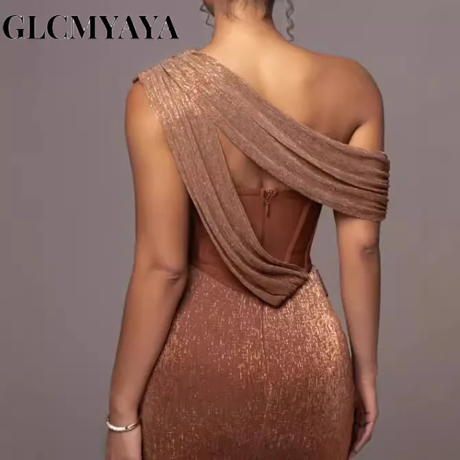 GLCMYAYA Women Strapless V-neck sleeveless bodycon Maxi Long Dress 2025 Vacation Sexy Party Club Prom Evening Vestidos Dresses