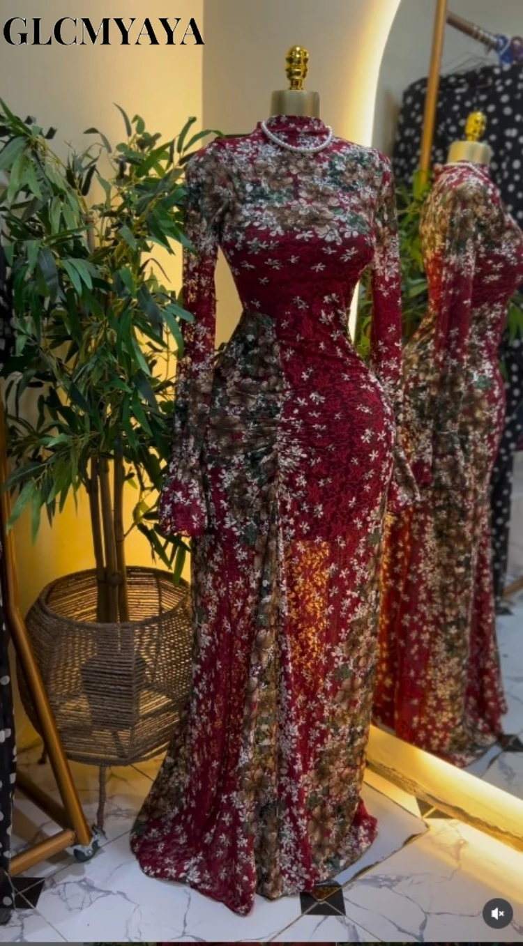 CM.YAYA Women Floral Print Colorblocked Flare Sleeve Stacked Ruched Midi Maxi Dress 2026 Parties Education Long Dresses Vestidos