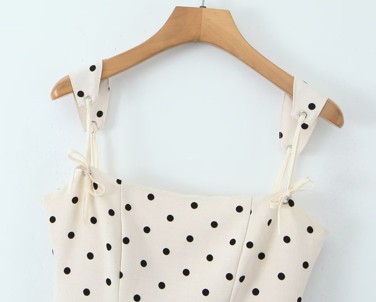 GLCMYAYA Women Dot Printed Slash Neck Tank A-line Smock Mini Dress 2025 Summer Vacation Holiday Party Birthday Dresses Vestiods