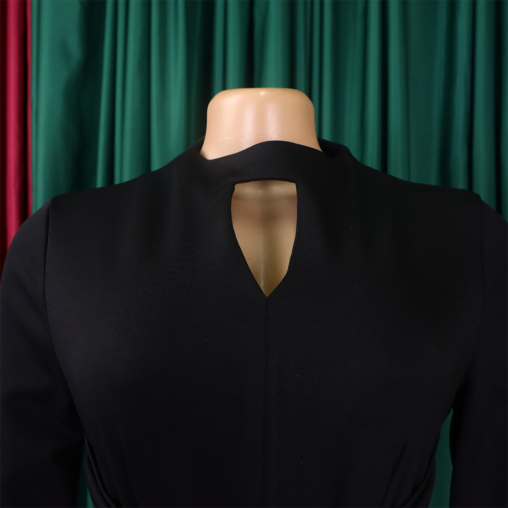 CM.YAYA Women Long Sleeve Draped High Waist Tunic Big Swing Maxi Dress 2023 OL Winter Street Vintage Ball Gown Dresses Vestidos