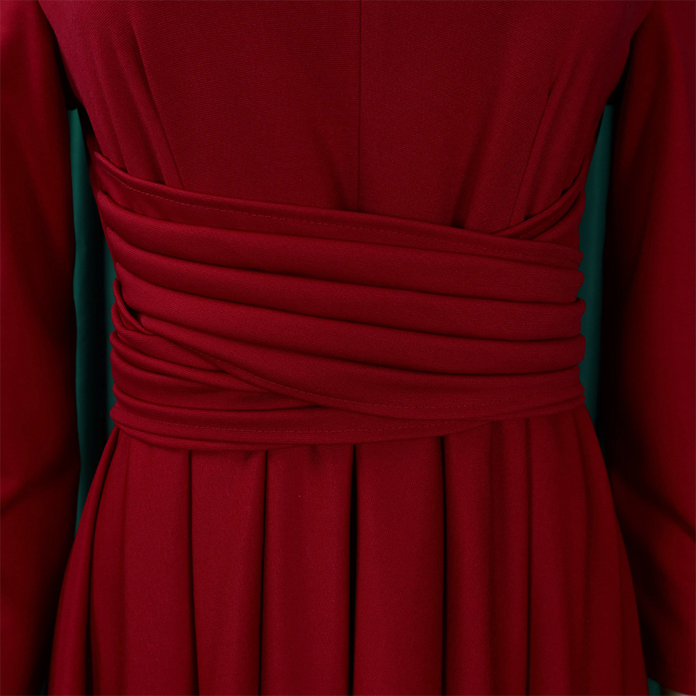 CM.YAYA Women Long Sleeve Draped High Waist Tunic Big Swing Maxi Dress 2023 OL Winter Street Vintage Ball Gown Dresses Vestidos