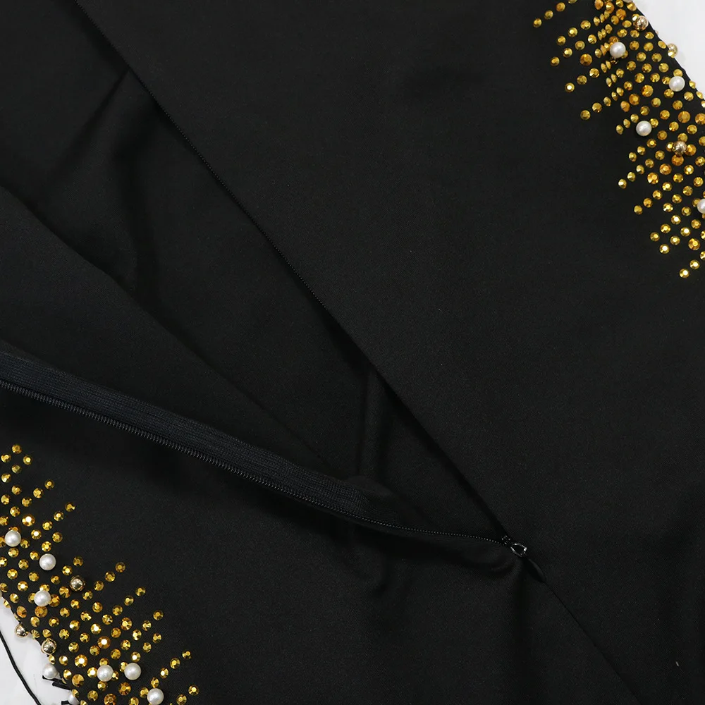 CM.YAYA Fall Diamonds Hot Rhinestones Tassel O-neck Women Sleeveless Bodycon Long Dress Birthday Party Evening Prom Maxi Dresses