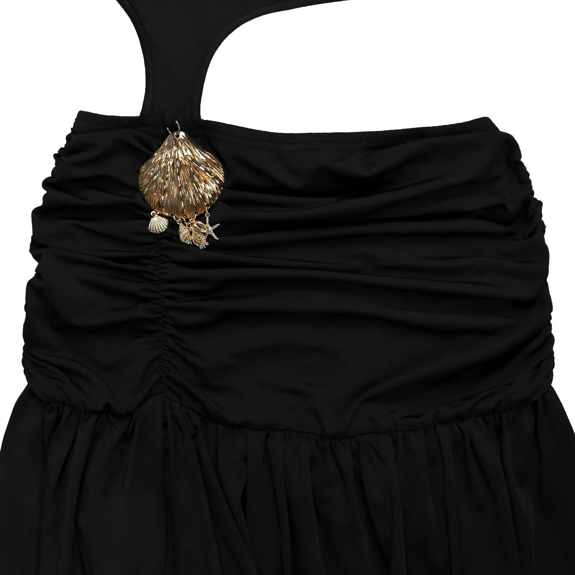 GLCMYAYA Women O-neck Sleeveless Hollow Out Ruched Pleated Long Dress Spring Birthday Evening Sexy Party Maxi Dresses Vestidos