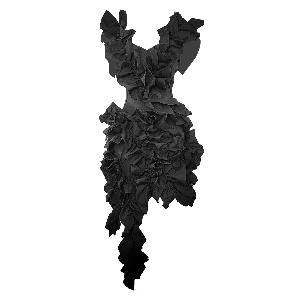 CM.YAYA Women Edible Tree Fungus Tierred High Low Asymmetrical Ball Gown Dress 2023 Sexy Club Party Evening High Street Dresses