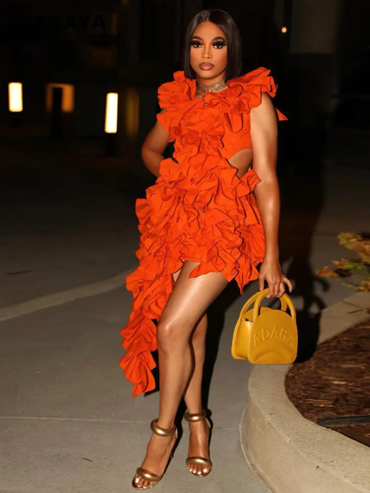 CM.YAYA Women Edible Tree Fungus Tierred High Low Asymmetrical Ball Gown Dress 2023 Sexy Club Party Evening High Street Dresses CM.YAYA Women Edible Tree Fungus Tierred High Low Asymmetrical Ball Gown Dress 2023 Sexy Club Party Evening High Street Dresses