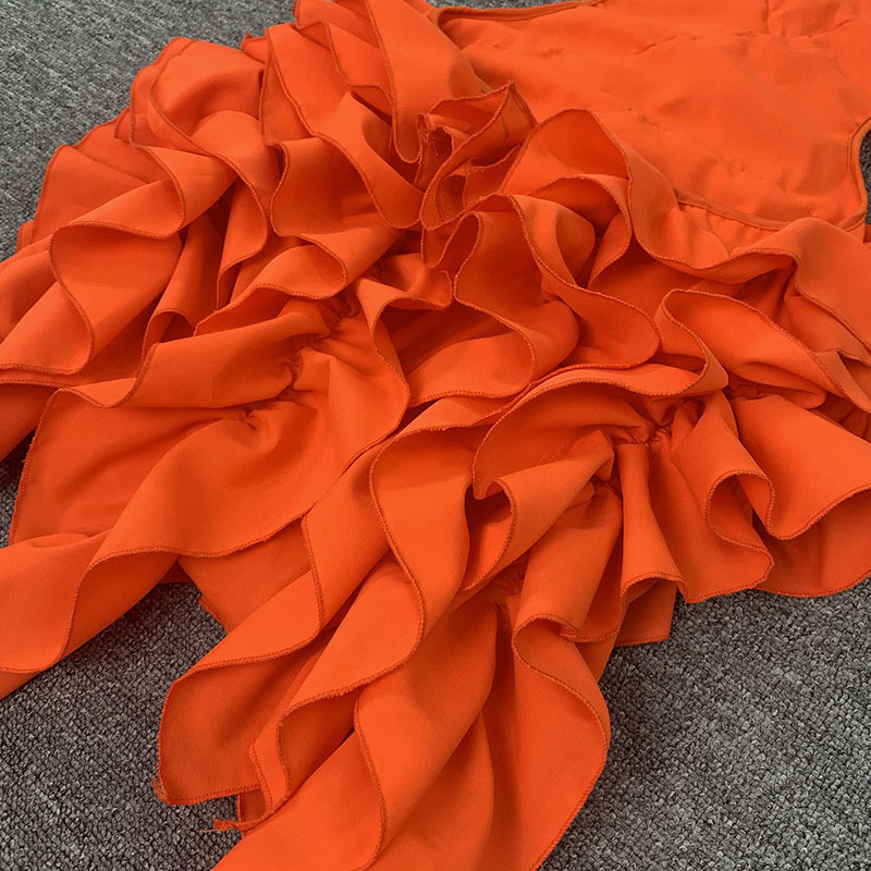 CM.YAYA Women Edible Tree Fungus Tierred High Low Asymmetrical Ball Gown Dress 2023 Sexy Club Party Evening High Street Dresses