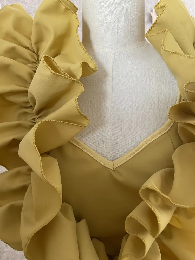 CM.YAYA Women Edible Tree Fungus Tierred High Low Asymmetrical Ball Gown Dress 2023 Sexy Club Party Evening High Street Dresses