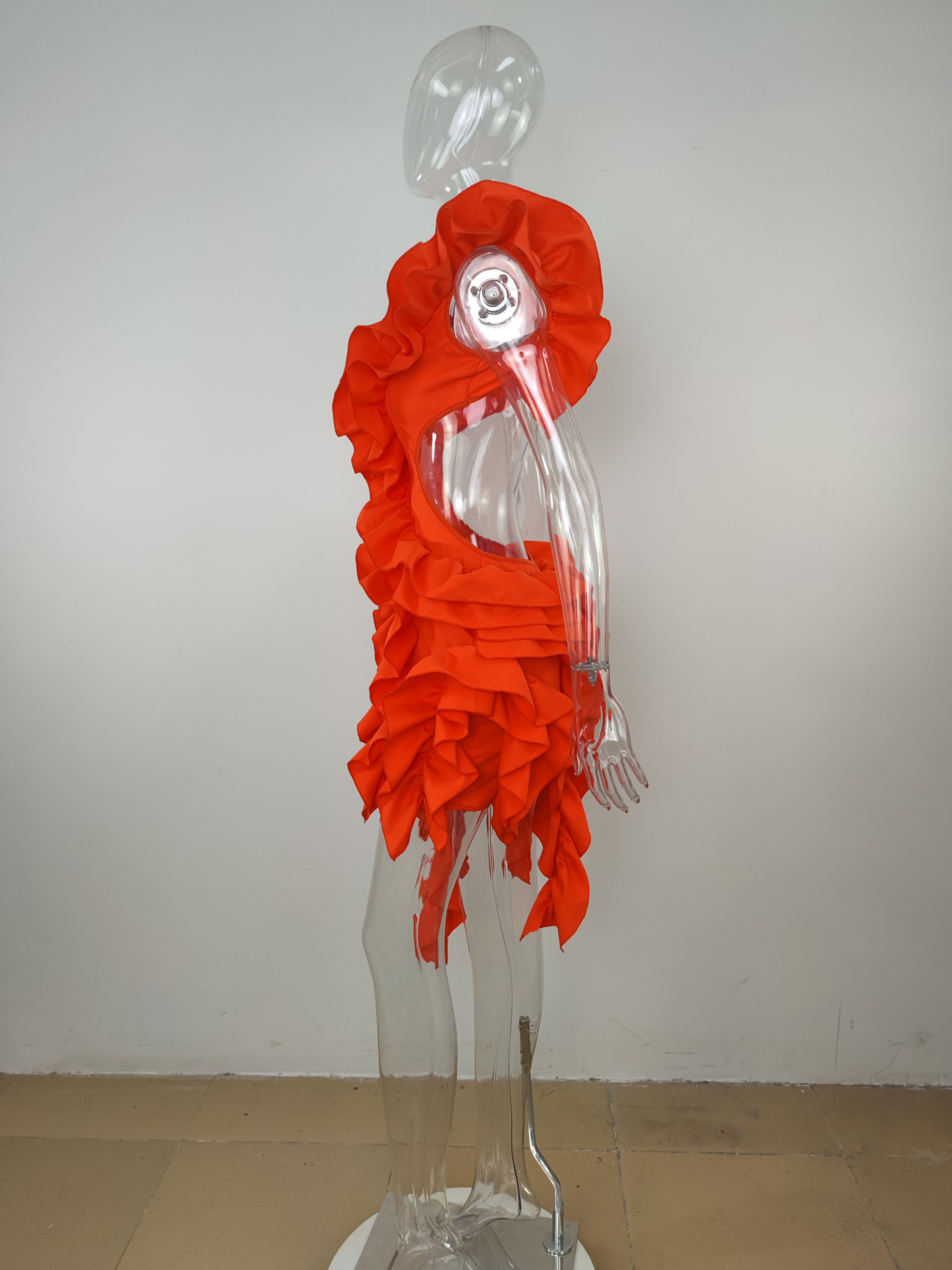 CM.YAYA Women Edible Tree Fungus Tierred High Low Asymmetrical Ball Gown Dress 2023 Sexy Club Party Evening High Street Dresses