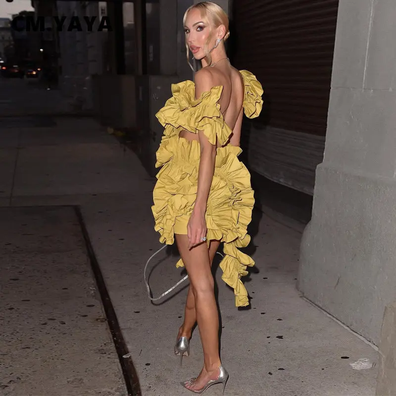 CM.YAYA Women Edible Tree Fungus Tierred High Low Asymmetrical Ball Gown Dress 2023 Sexy Club Party Evening High Street Dresses CM.YAYA Women Edible Tree Fungus Tierred High Low Asymmetrical Ball Gown Dress 2023 Sexy Club Party Evening High Street Dresses