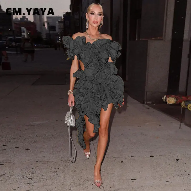 CM.YAYA Women Edible Tree Fungus Tierred High Low Asymmetrical Ball Gown Dress 2023 Sexy Club Party Evening High Street Dresses CM.YAYA Women Edible Tree Fungus Tierred High Low Asymmetrical Ball Gown Dress 2023 Sexy Club Party Evening High Street Dresses