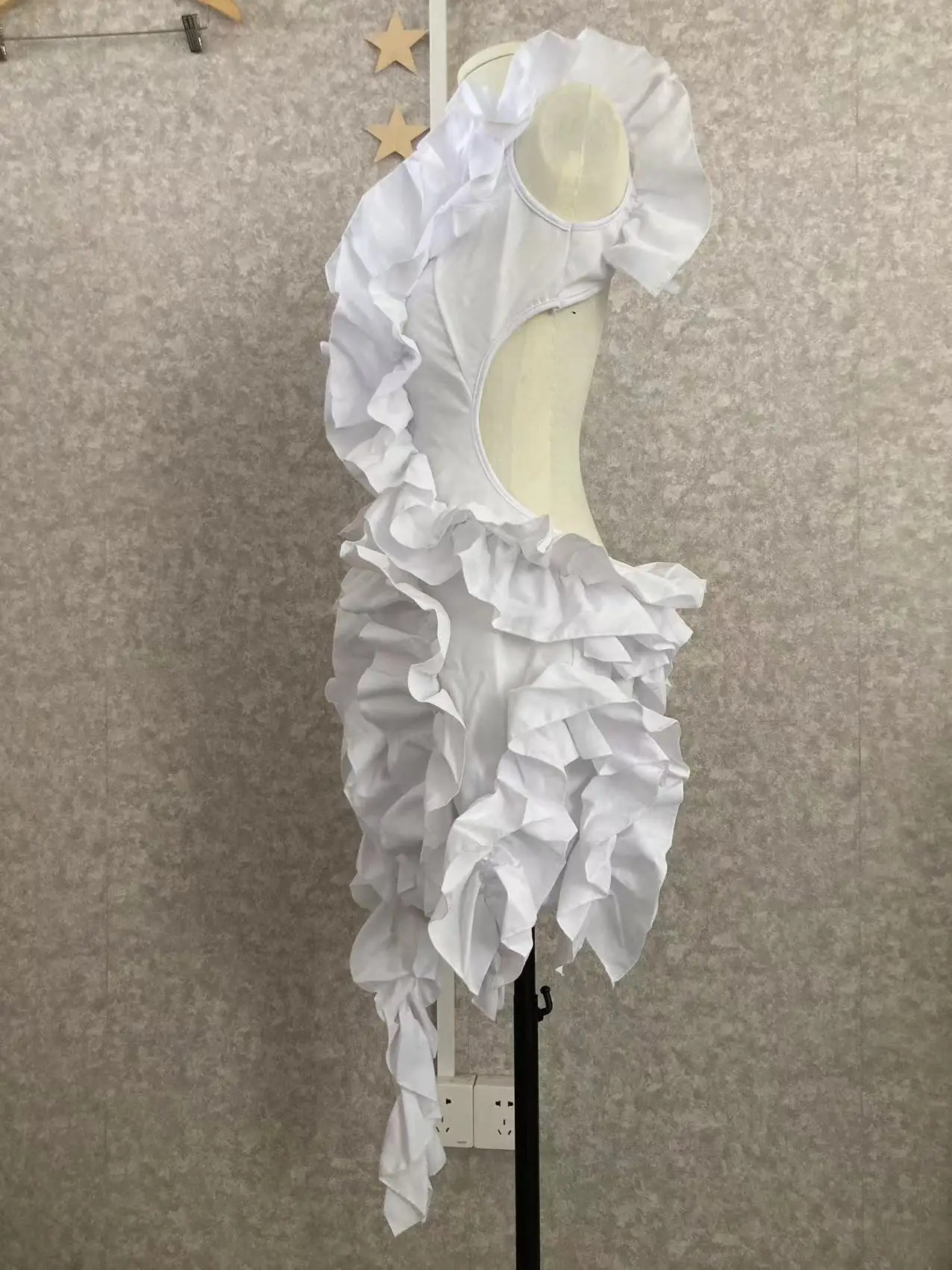 CM.YAYA Women Edible Tree Fungus Tierred High Low Asymmetrical Ball Gown Dress 2023 Sexy Club Party Evening High Street Dresses