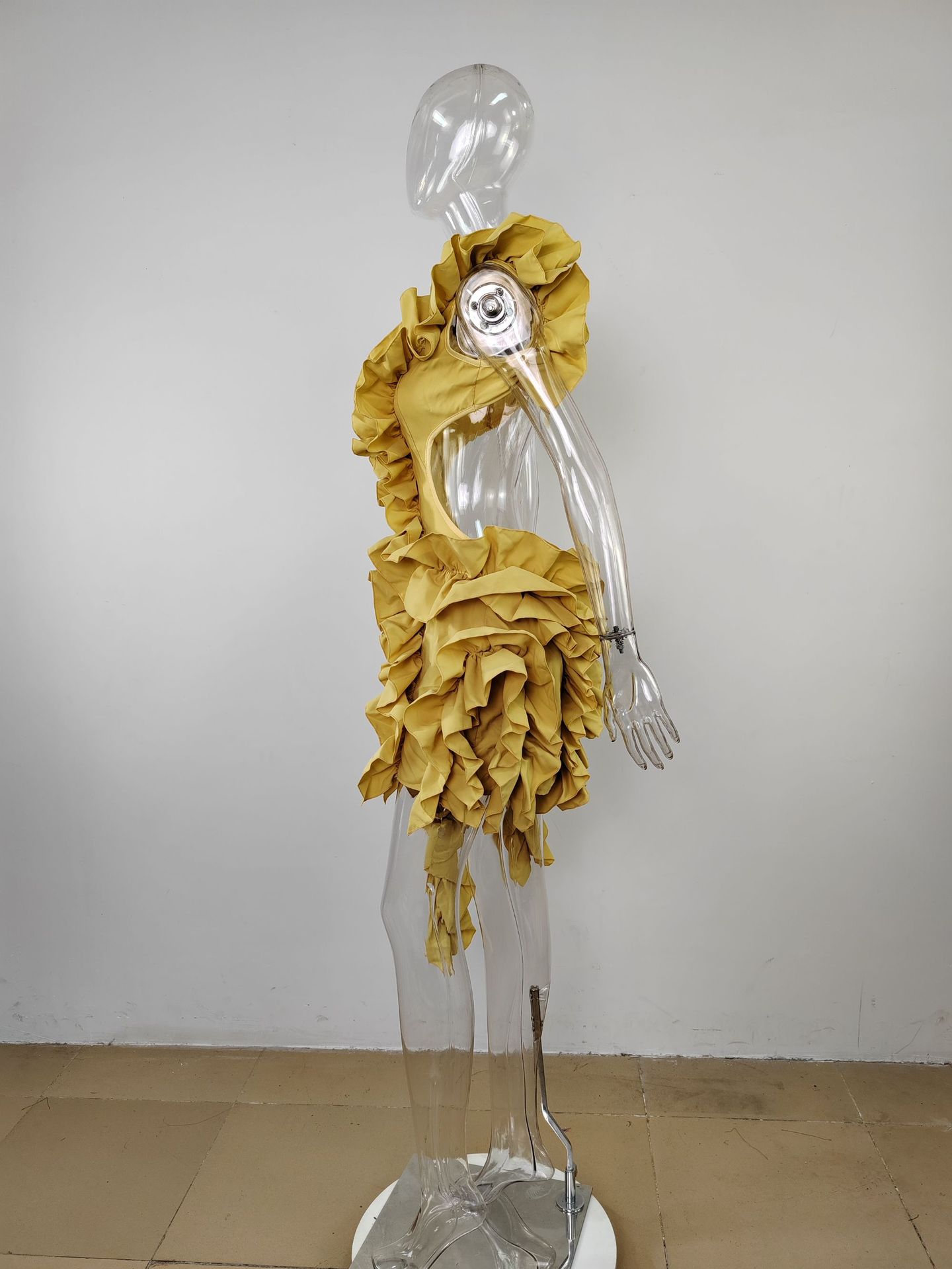 CM.YAYA Women Edible Tree Fungus Tierred High Low Asymmetrical Ball Gown Dress 2023 Sexy Club Party Evening High Street Dresses