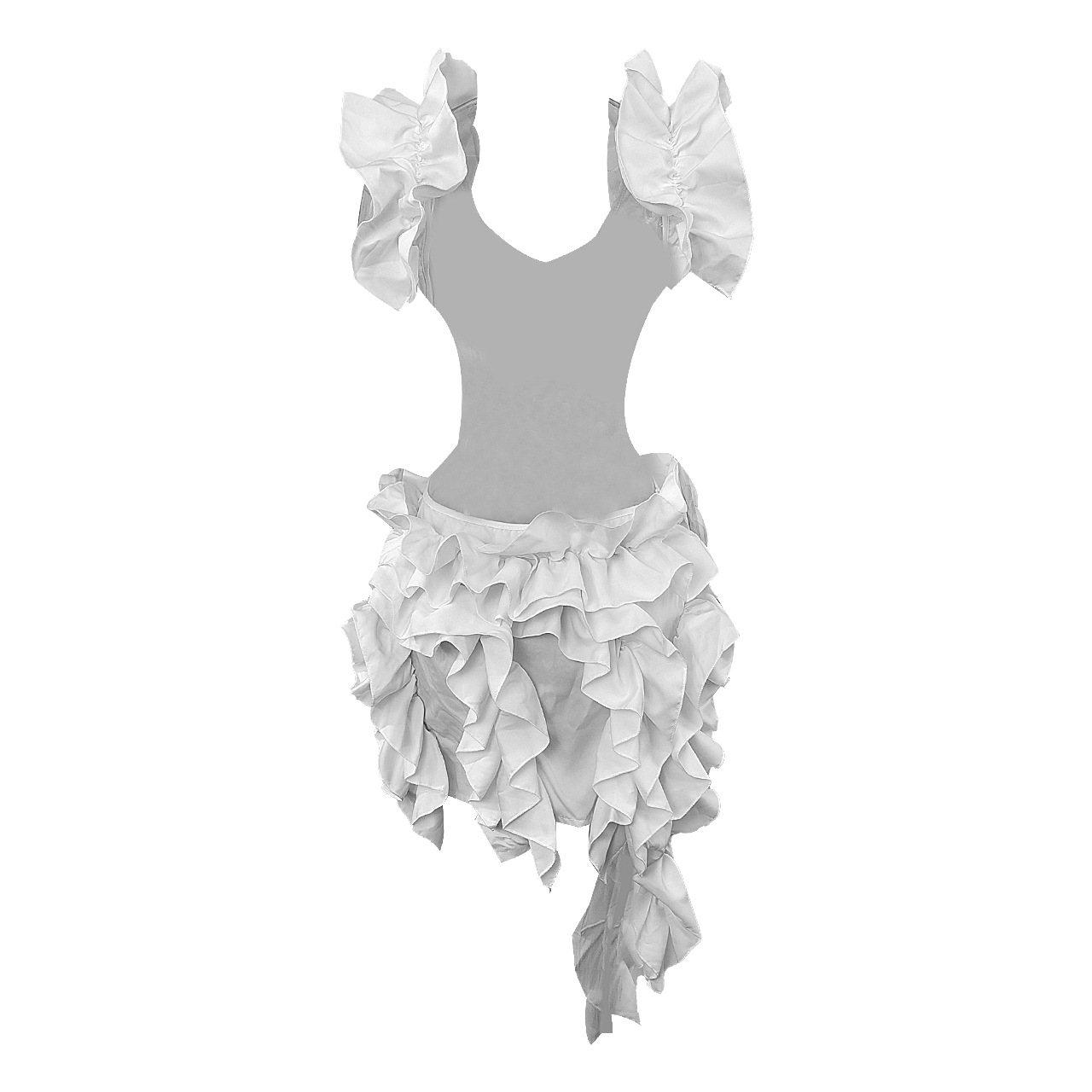 CM.YAYA Women Edible Tree Fungus Tierred High Low Asymmetrical Ball Gown Dress 2023 Sexy Club Party Evening High Street Dresses