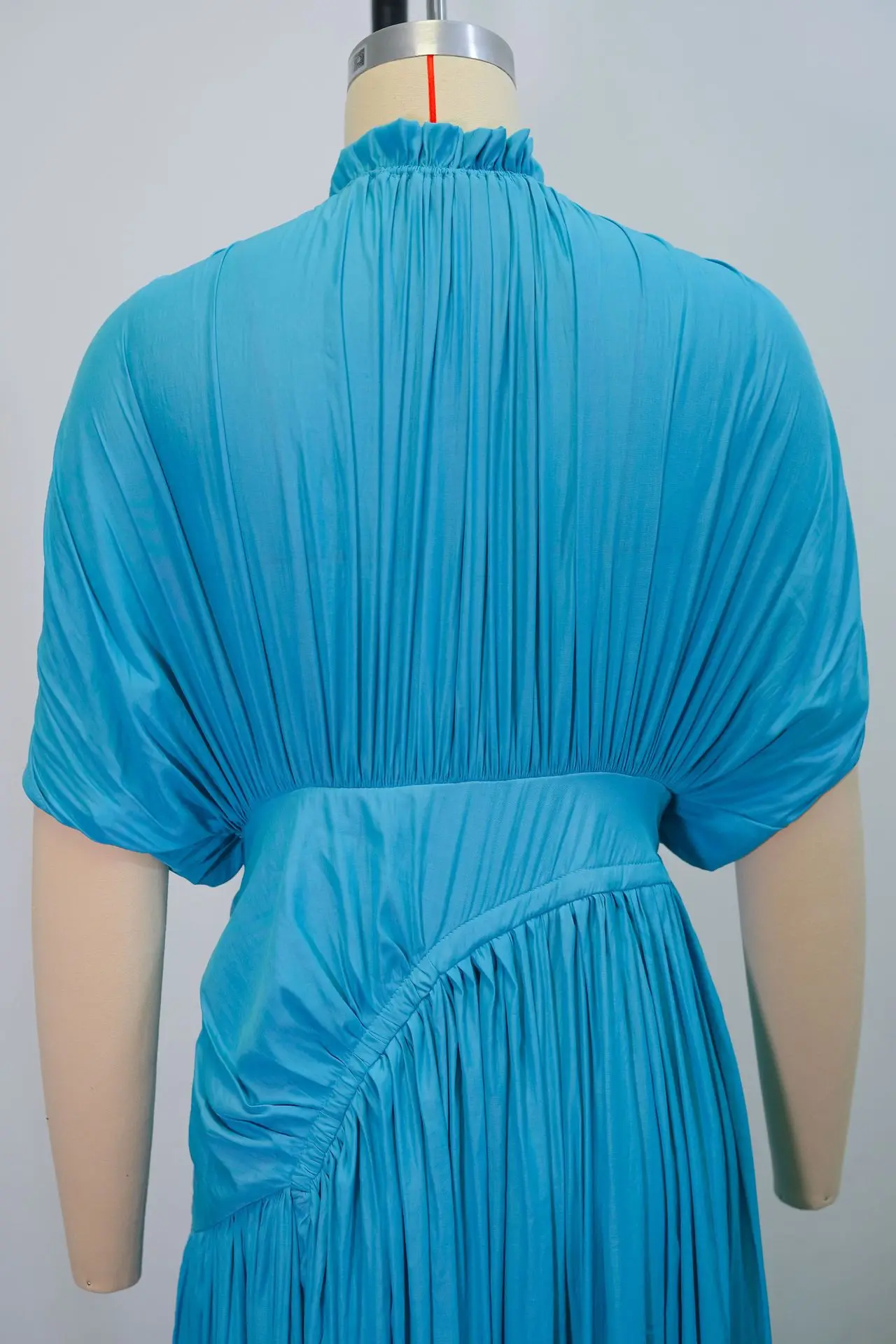 GLCMYAYA Women Short Sleeve Ruched Stacked O-neck Pleated Maxi Long Dress Evening Birthday Party Sexy Vacation Elegant Dresses