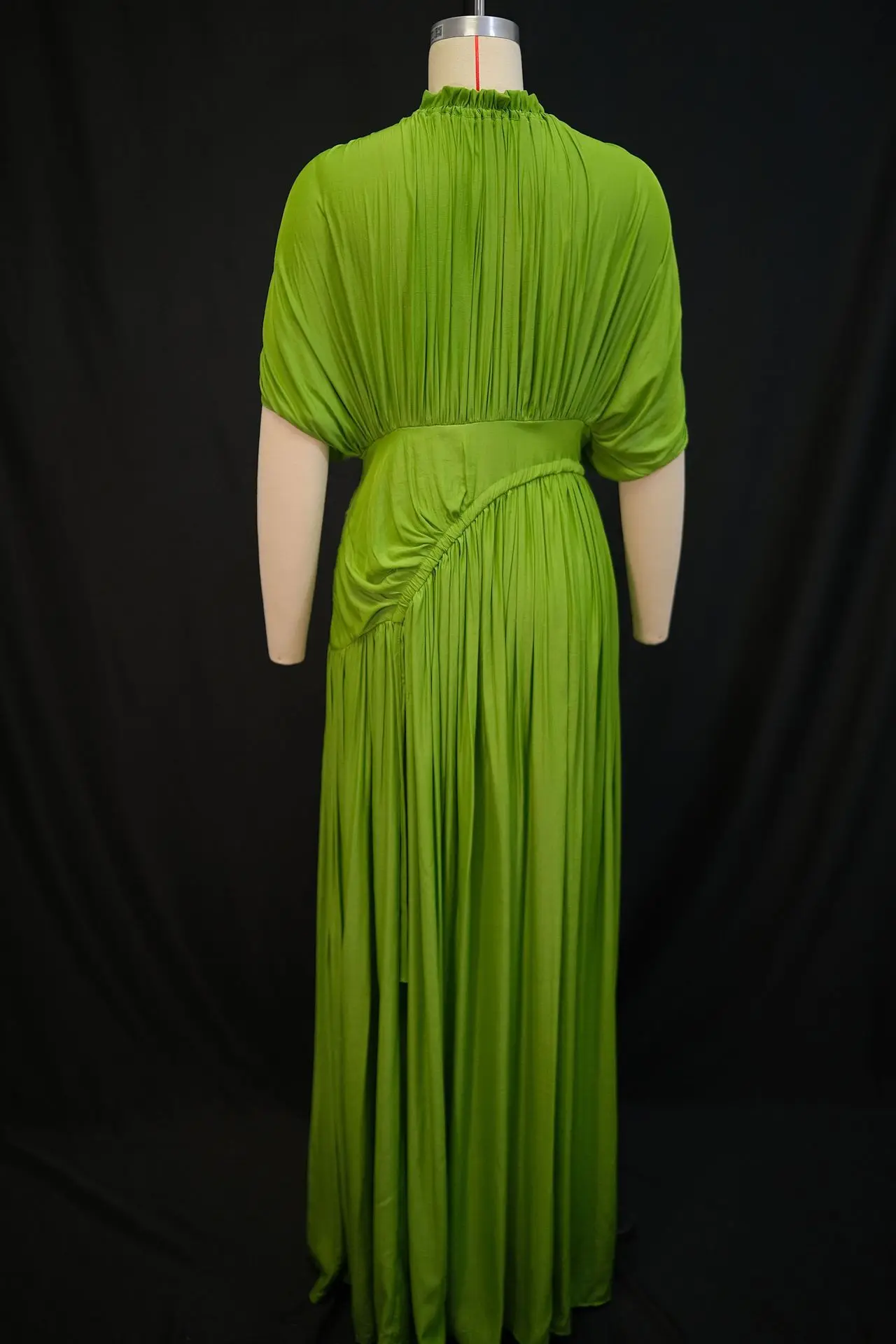 GLCMYAYA Women Short Sleeve Ruched Stacked O-neck Pleated Maxi Long Dress Evening Birthday Party Sexy Vacation Elegant Dresses