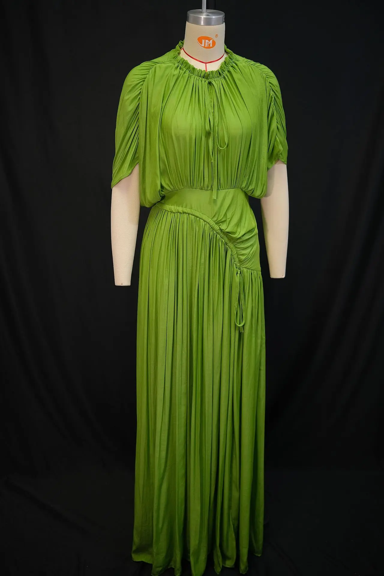 GLCMYAYA Women Short Sleeve Ruched Stacked O-neck Pleated Maxi Long Dress Evening Birthday Party Sexy Vacation Elegant Dresses