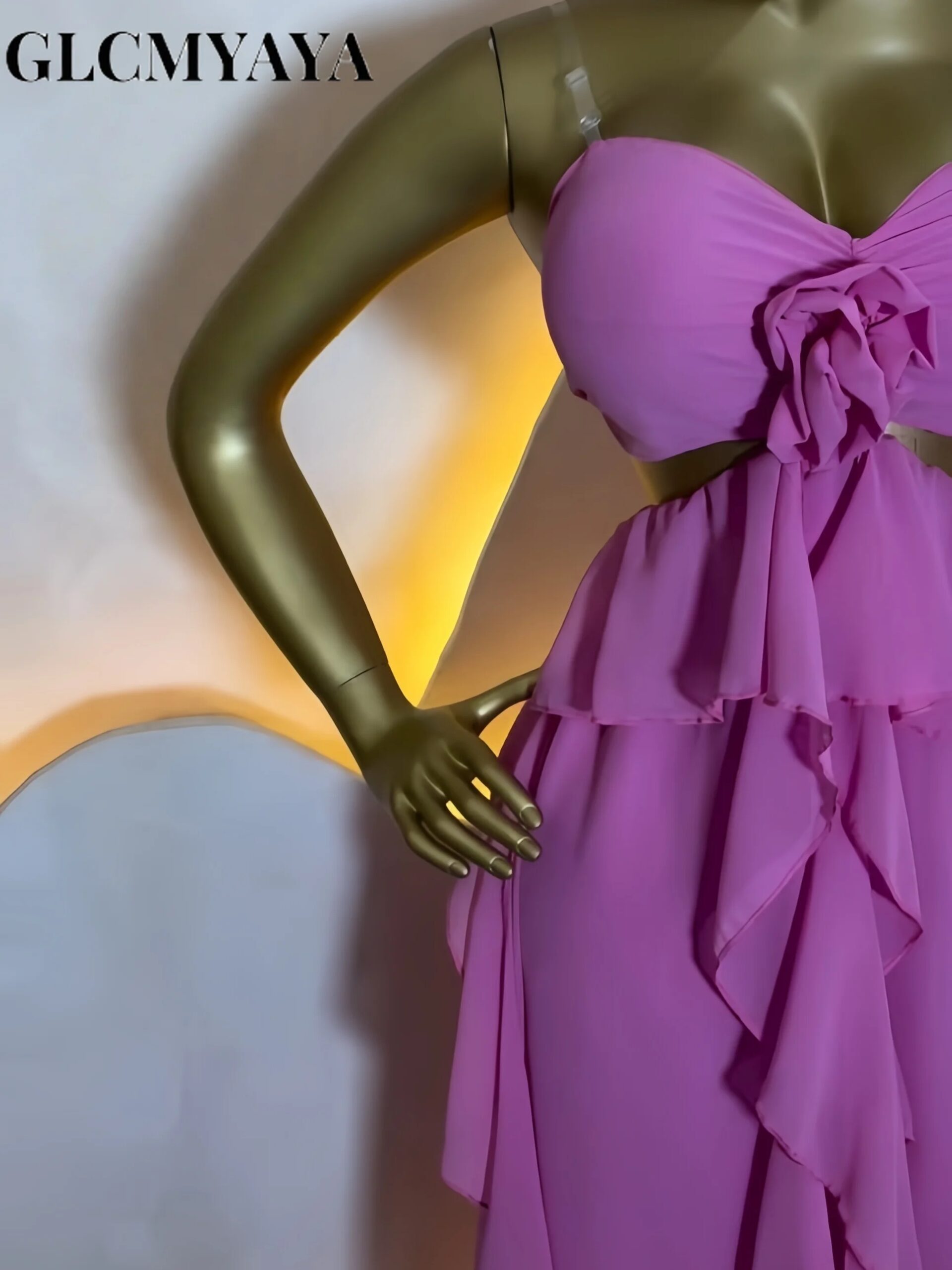 CM.YAYA Women Sweet Collar Floral Applique Ruffles A-line Bow Backless Maxi Dress Parties Education Beach Long Dresses Vestidos CM.YAYA Women Sweet Collar Floral Applique Ruffles A-line Bow Backless Maxi Dress Parties Education Beach Long Dresses Vestidos