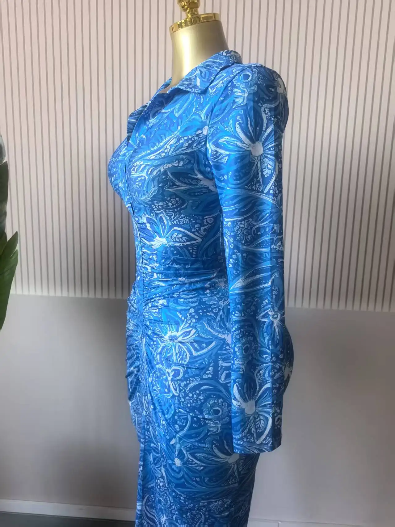 CM.YAYA Women Full Sleeve Floral Print Stacked Bodycon Long Dress 2025 Fall Evening Birthday Night Party Vestidos Sexy Dresses