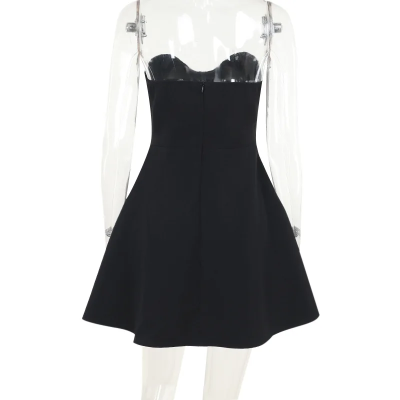 GLCMYAYA Women Sleeveless Strapless Bownot Big Swing Midi Mini Dress 2025 Summer Beach Vacation Holiday Party Birthday Dresses