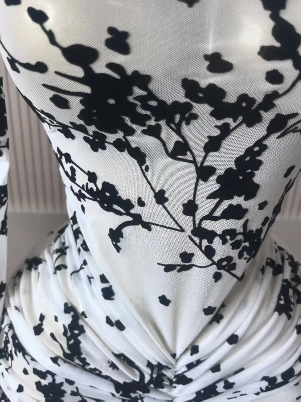 CM.YAYA Women Long Sleeve Ruched Mesh See Though with Lining Bodycon Long Dress 2025 Fall Evening Birthday Sexy Party Dresses CM.YAYA Women Long Sleeve Ruched Mesh See Though with Lining Bodycon Long Dress 2025 Fall Evening Birthday Sexy Party Dresses