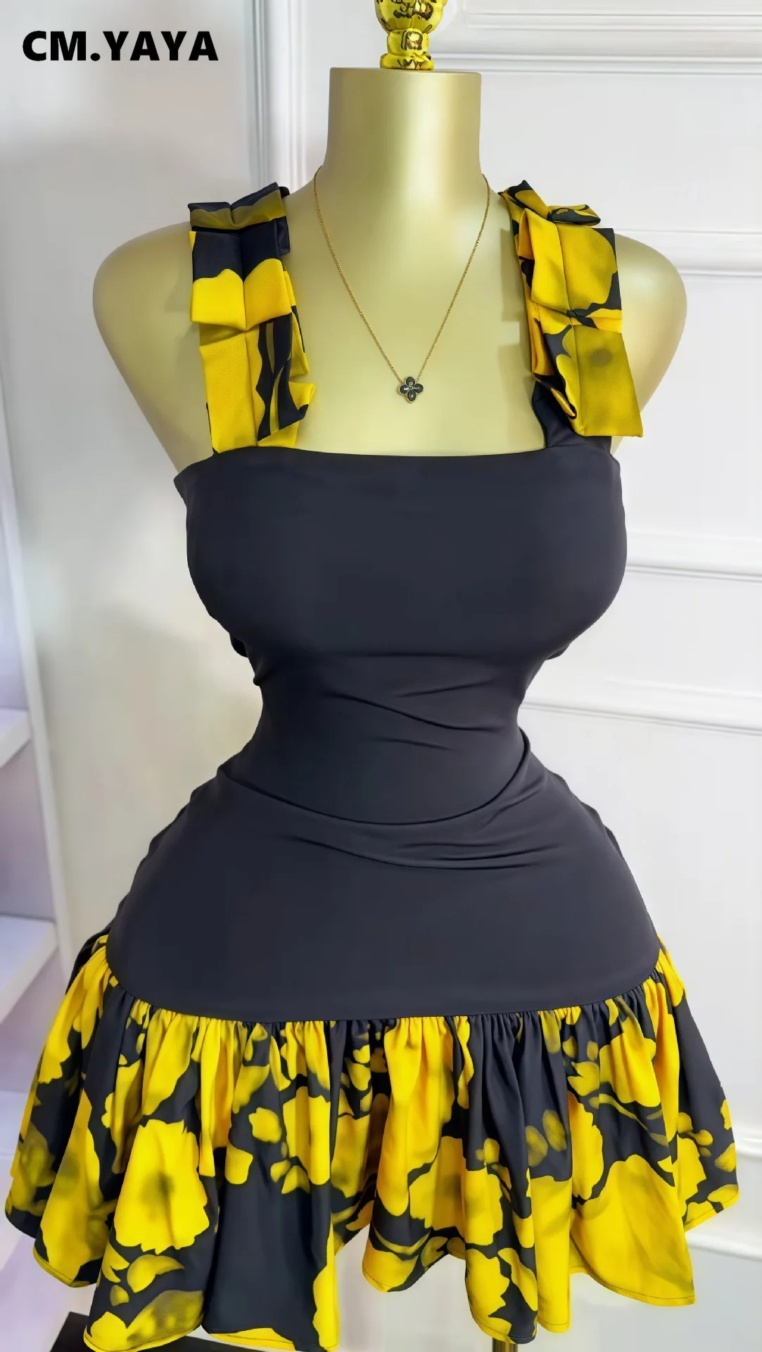 CM.YAYA Women Tie Dye Printed Patchwork Sleeveless Big Swing Bodycon Mid Mini Dress 2025 Vacation Sexy Party Evening Dresses CM.YAYA Women Tie Dye Printed Patchwork Sleeveless Big Swing Bodycon Mid Mini Dress 2025 Vacation Sexy Party Evening Dresses