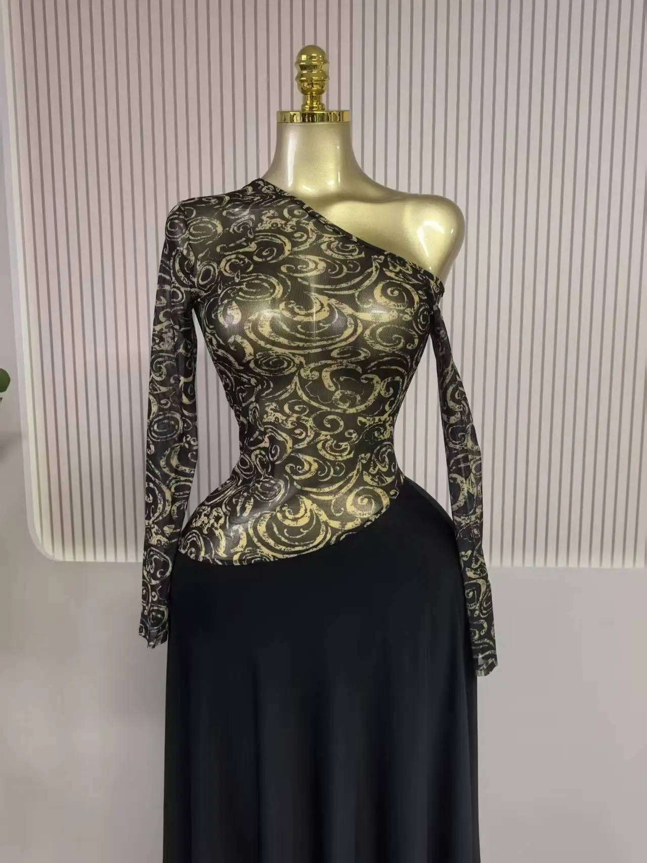 GLCMYAYA Women Full Sleeve Skew Neck Printed Maxi Long Dress 2025 Fall Bithday Evening Vacation Sexy Party Club Vestidos Dresses