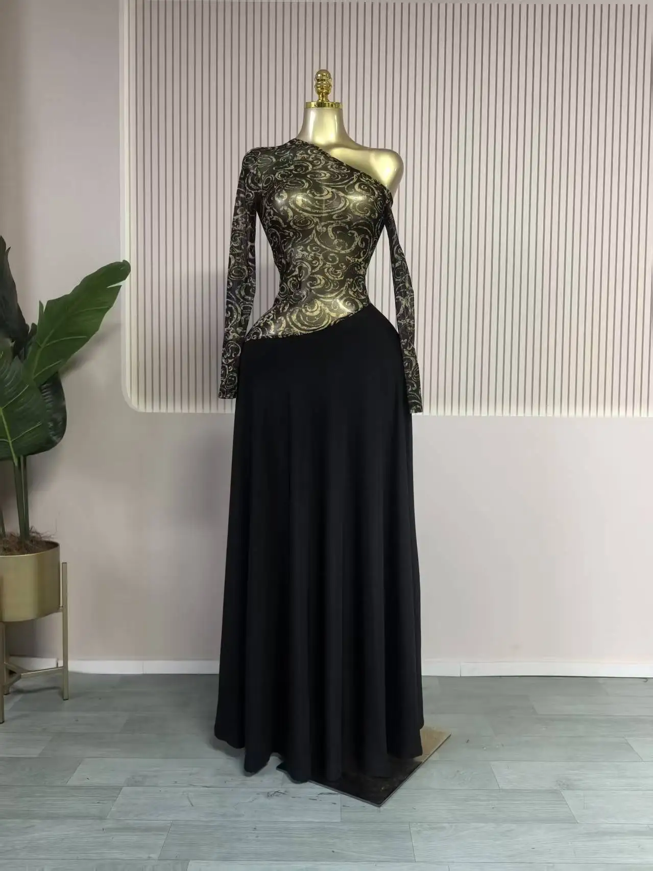 GLCMYAYA Women Full Sleeve Skew Neck Printed Maxi Long Dress 2025 Fall Bithday Evening Vacation Sexy Party Club Vestidos Dresses