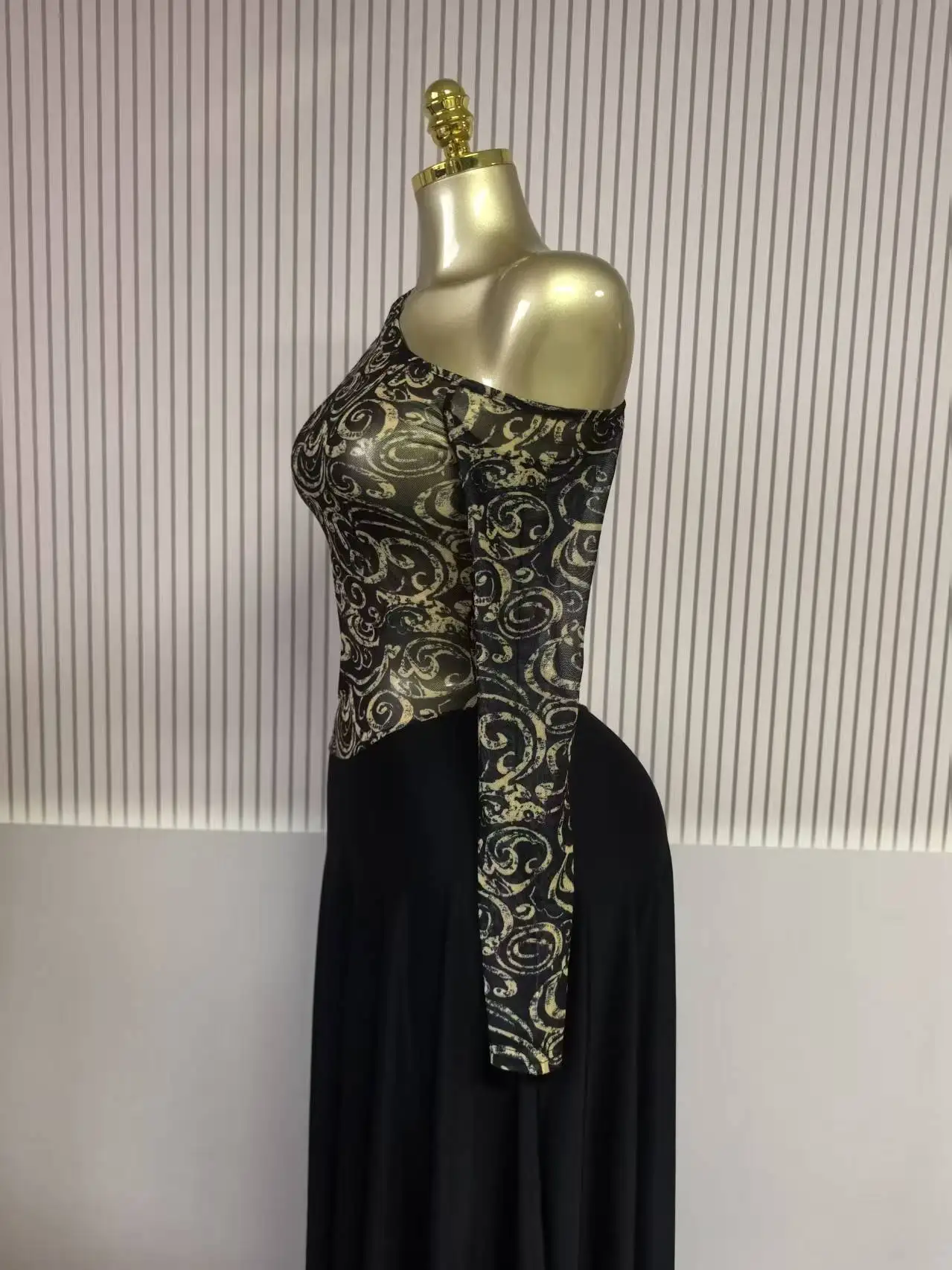 GLCMYAYA Women Full Sleeve Skew Neck Printed Maxi Long Dress 2025 Fall Bithday Evening Vacation Sexy Party Club Vestidos Dresses