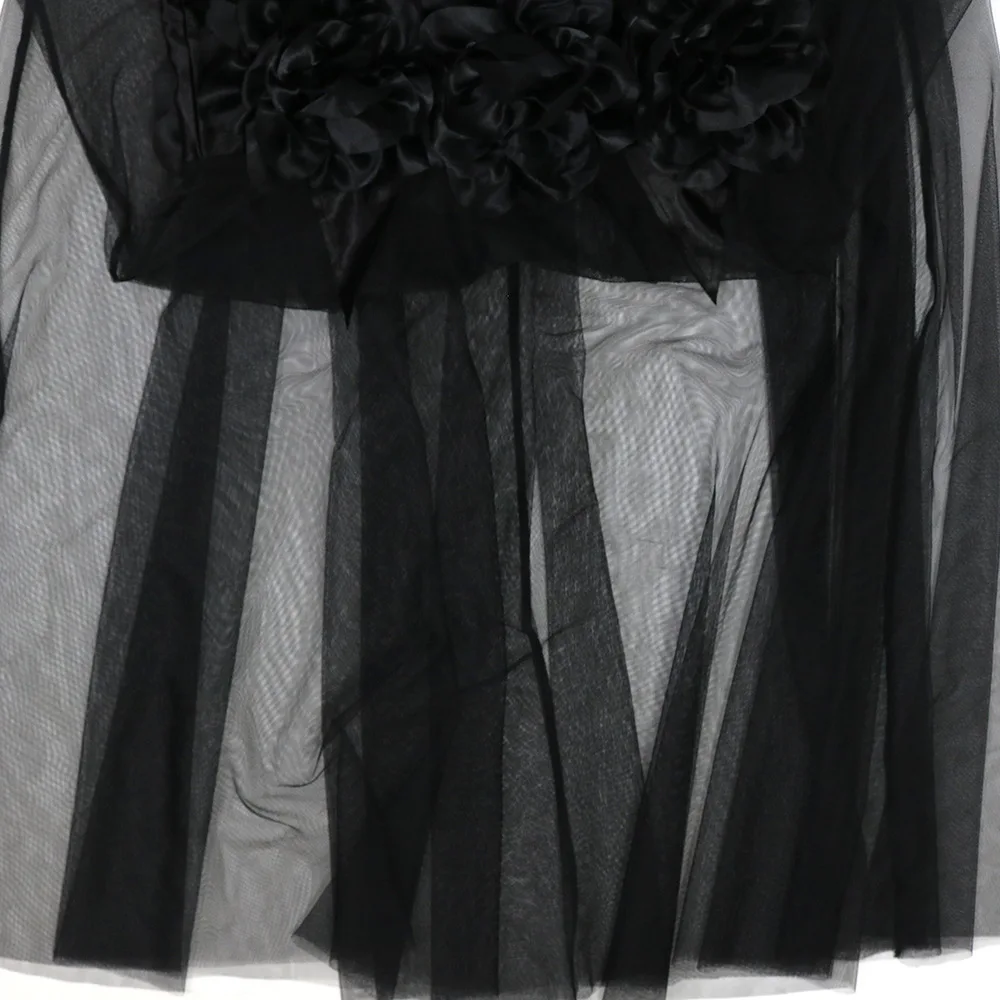 CM.YAYA Diamonds 3D Flower Mesh See Through Women Sleeveless Bodycon Long Dress Birthday Party Evening Prom Maxi Mermaid Dresses