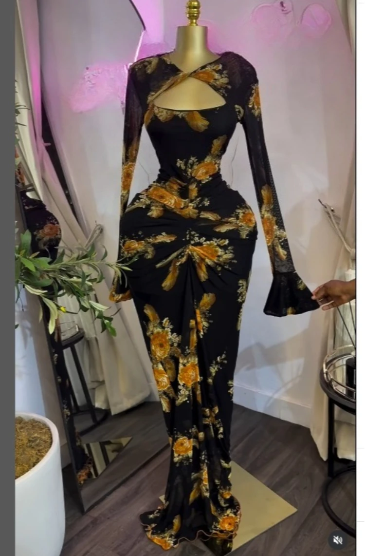 CM.YAYA Women Printed Wrap Neck Cutout Stacked Ruched Midi Bodycon Mermaid Maxi Dress Sexy Parties Birthday Holiday Long Dresses CM.YAYA Women Printed Wrap Neck Cutout Stacked Ruched Midi Bodycon Mermaid Maxi Dress Sexy Parties Birthday Holiday Long Dresses