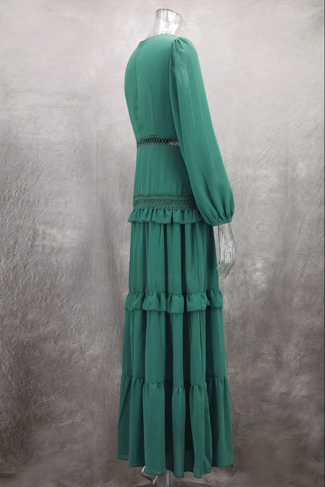 CM.YAYA Women V-neck Full Sleeve Ruffles Lace Long Maxi Dress 2025 Spring Beach Holiday Party Sexy Street Vestidos Sexy Dresses