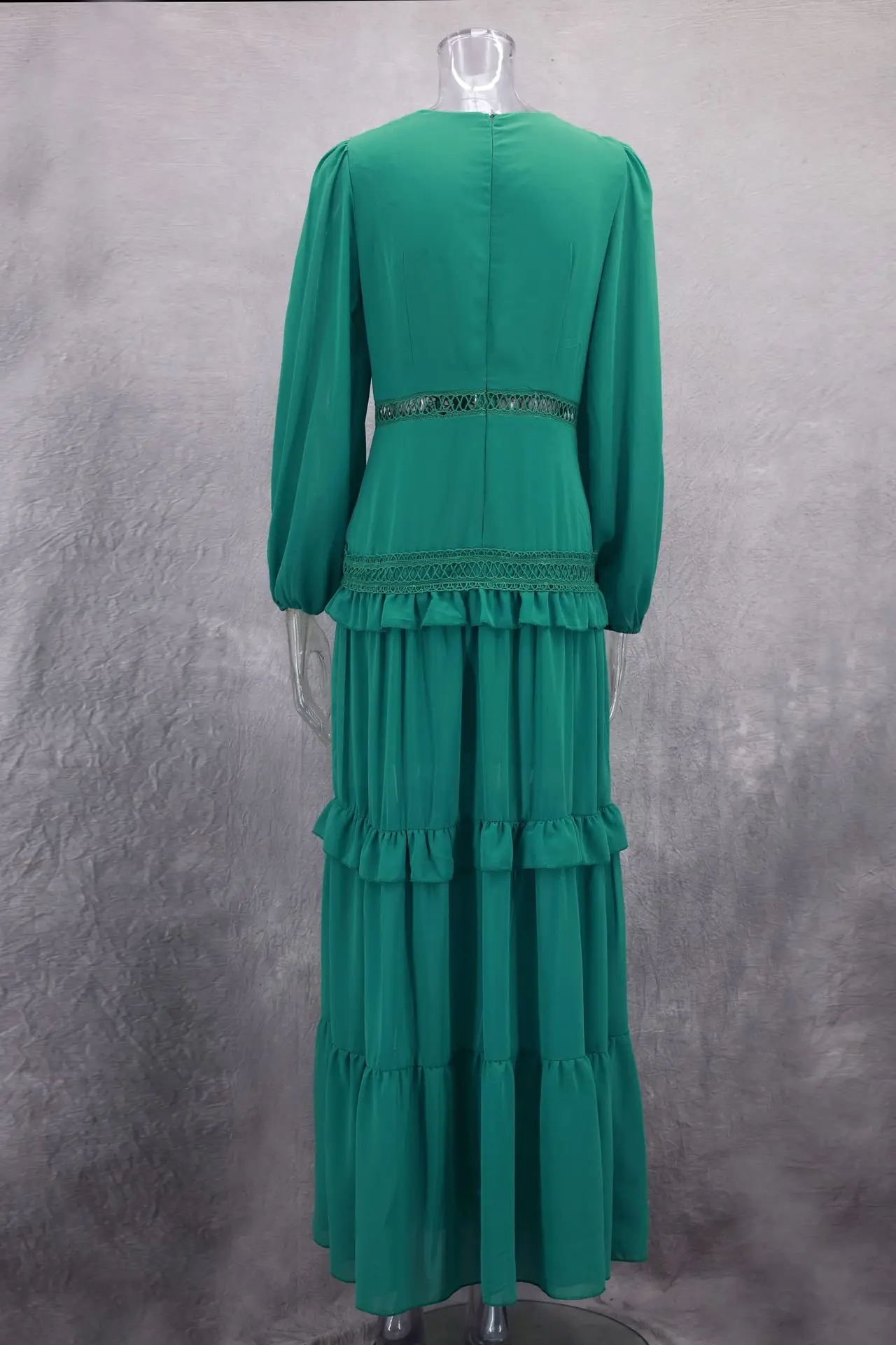 CM.YAYA Women V-neck Full Sleeve Ruffles Lace Long Maxi Dress 2025 Spring Beach Holiday Party Sexy Street Vestidos Sexy Dresses CM.YAYA Women V-neck Full Sleeve Ruffles Lace Long Maxi Dress 2025 Spring Beach Holiday Party Sexy Street Vestidos Sexy Dresses